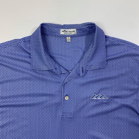 Peter Millar Shirt Mens L Large Blue Summer Comfort Sport Harlow Printed Jersey - Picture 3 of 11